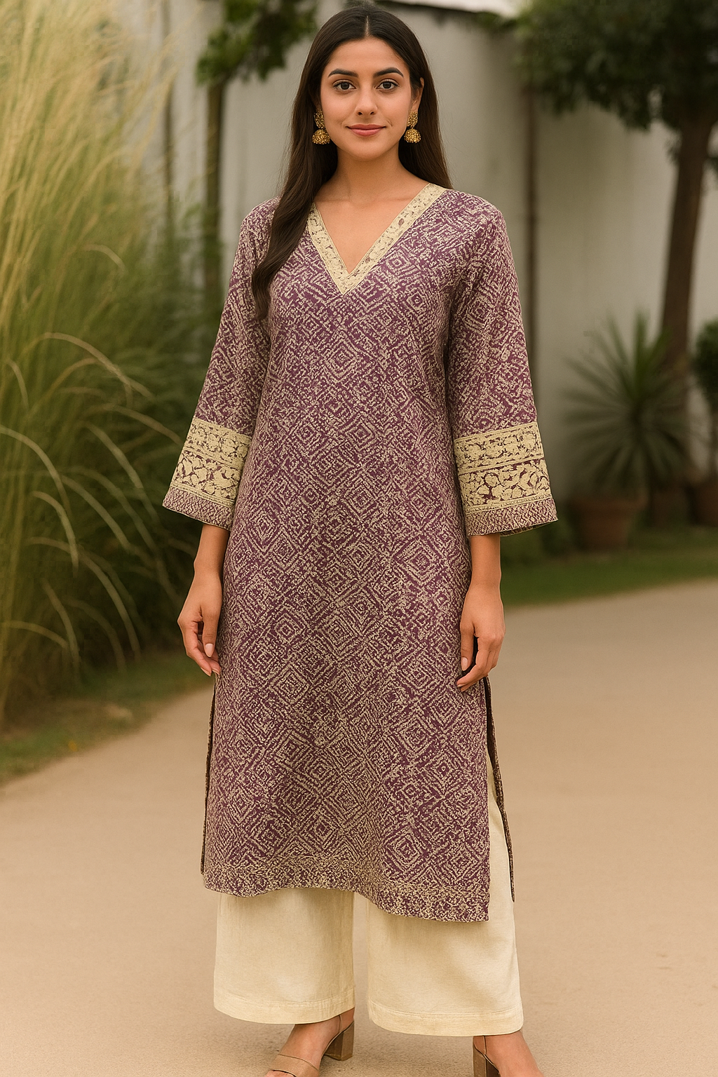 Plum Heritage Block Print Kurti
