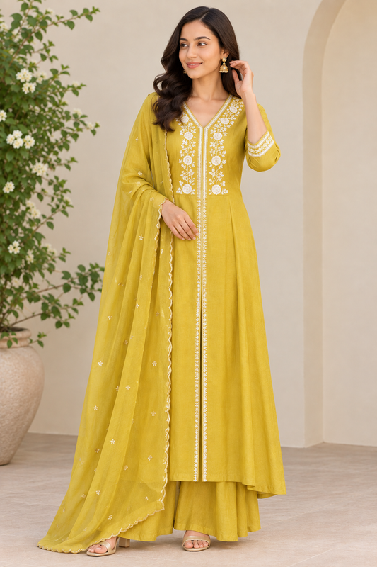 Pashmina Silk Designer Salwar Suit with Palazo Pant set