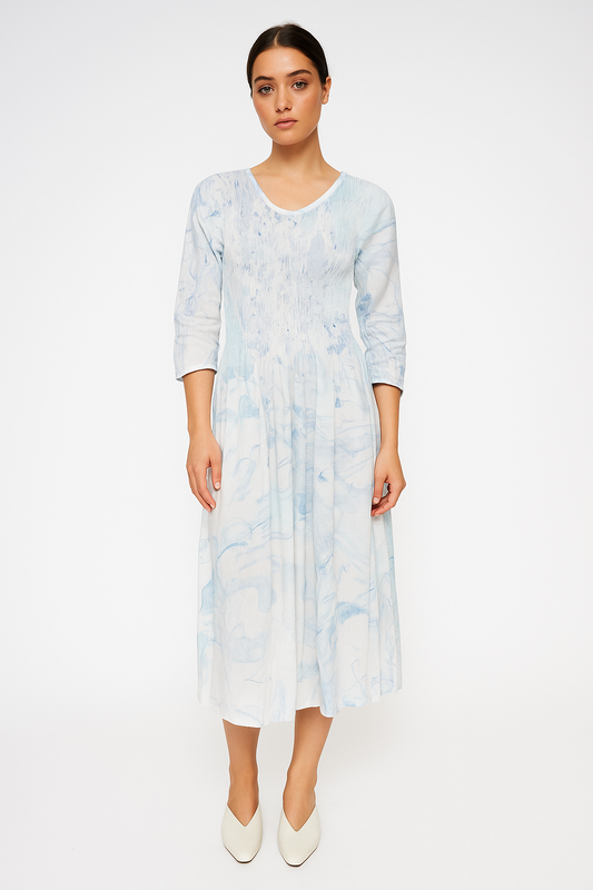 Sky Blue Marble Midi Dress