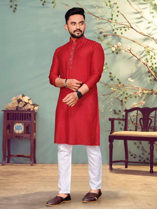 Men’s Traditional Sibori Kurta set Pure Viscose Festive Wear with Cotton Lining