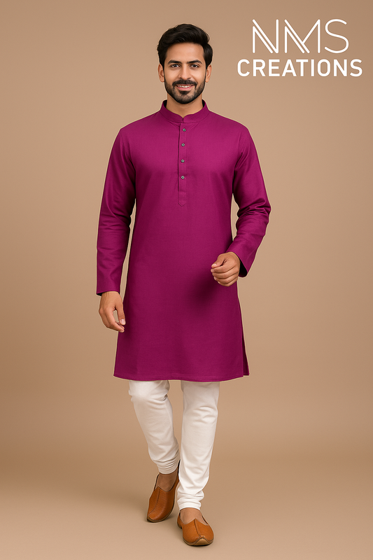 Royal Purple Classic Kurta Set – Festive Solid Edition