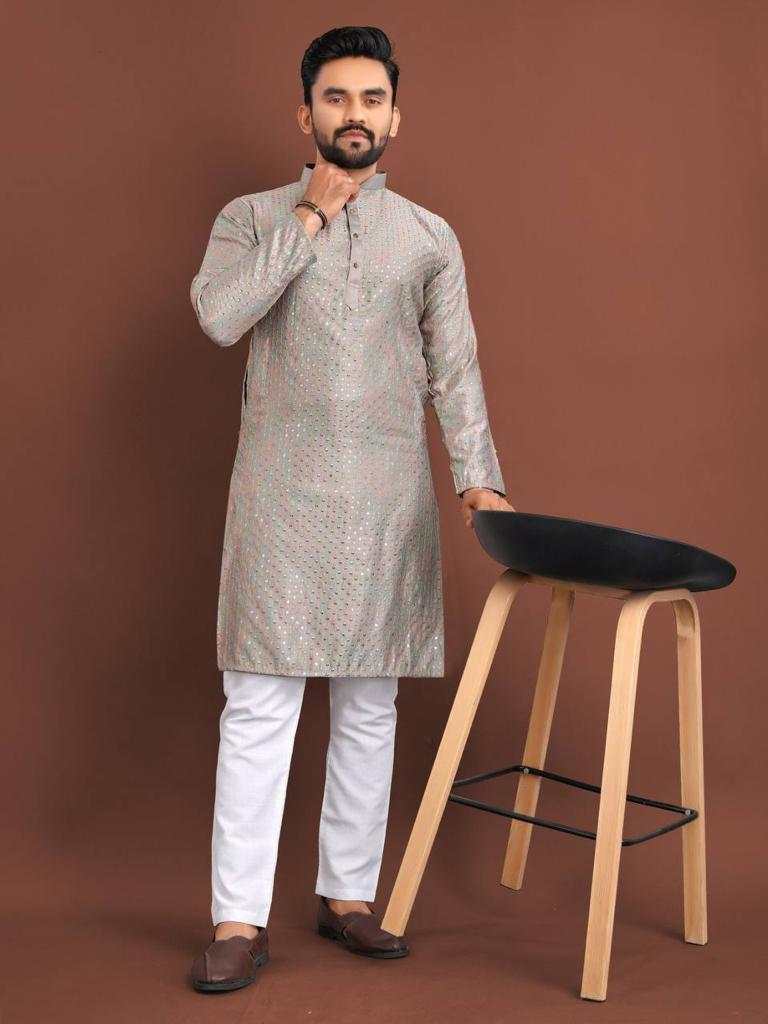 Men's Traditional Satrangi Kurta Pijama Set Premium Work Festive Wear