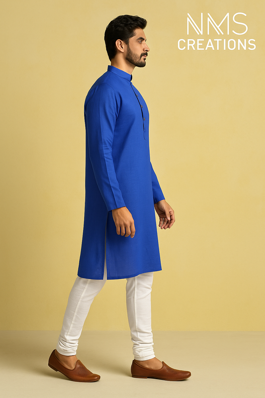 Royal Blue Pure Cotton Kurta – Elegant & Comfortable for Summer and Festive Wear