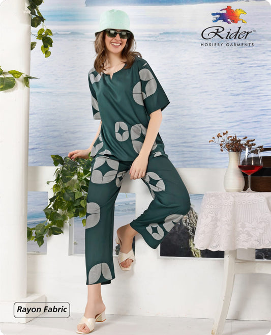 Rayon Cotton Loungewear Co-ord Set