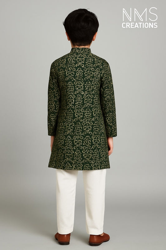 Festive Green Printed Kurta Pajama Set - 2540