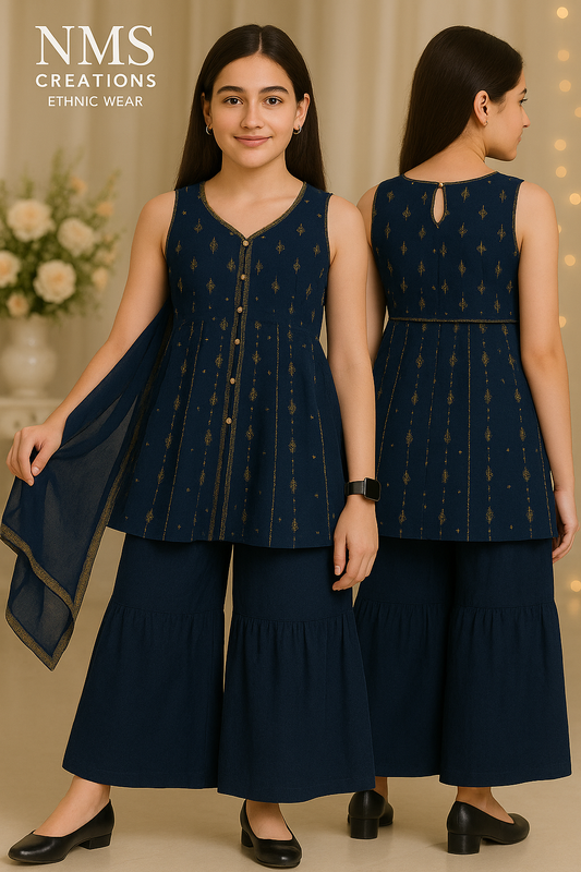 Royal Midnight Blue Sharara Set