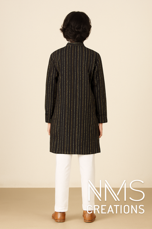Classic Black Striped Kurta Set 2538
