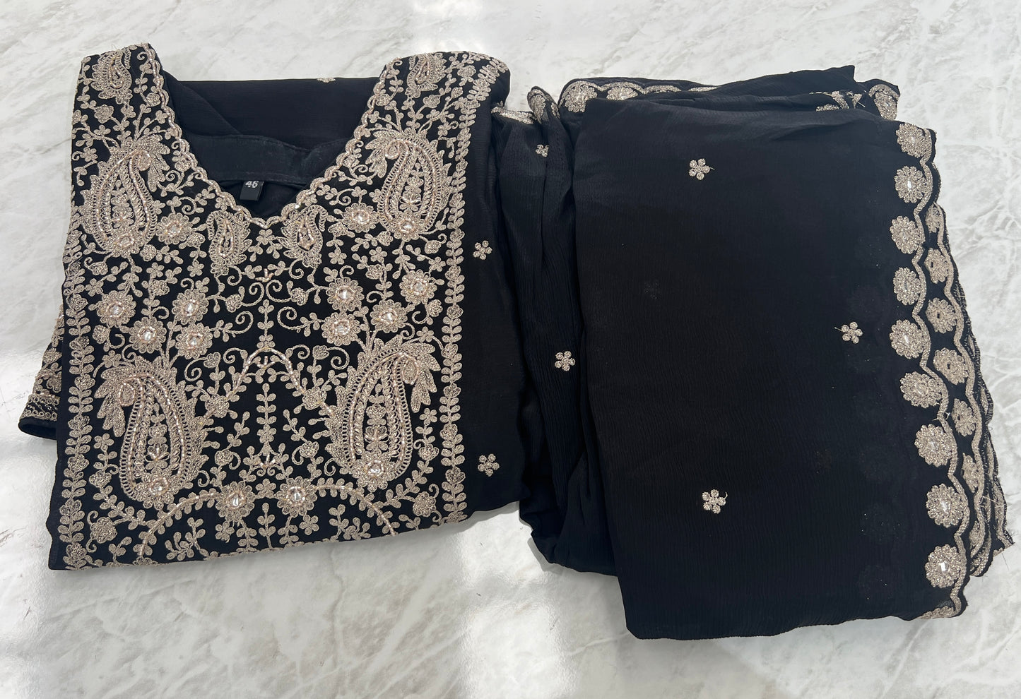 Black Sharara Salwar Suit Party Wear