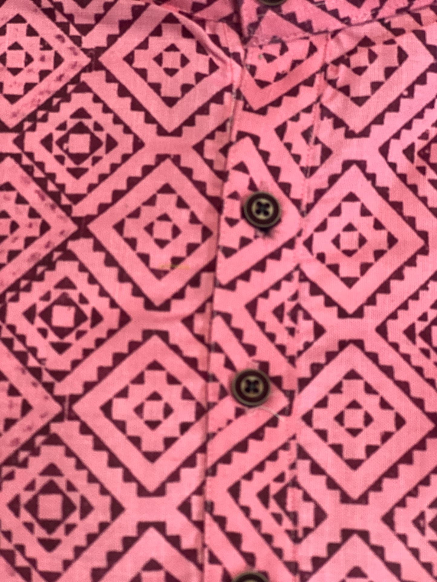 "Festive Pink Fuchsia Charm" – Geometric Print Cotton Kurta