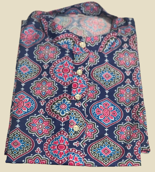 Men's Royal Mosaic Printed Cotton Kurta – Ethnic Wear for All-Day Comfort