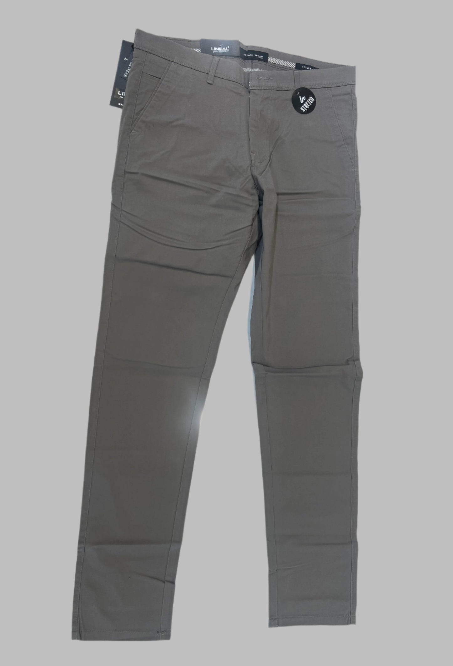 Nero men's cloudy grey cotton chinos garment detail