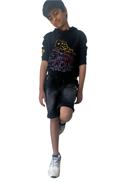 Kids Cotton Shorts - Denim Washed Style