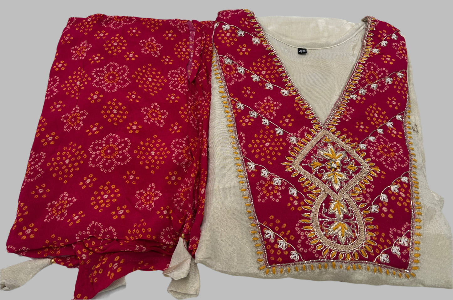 Red & Ivory Salwar Suit with Georgette Dupatta