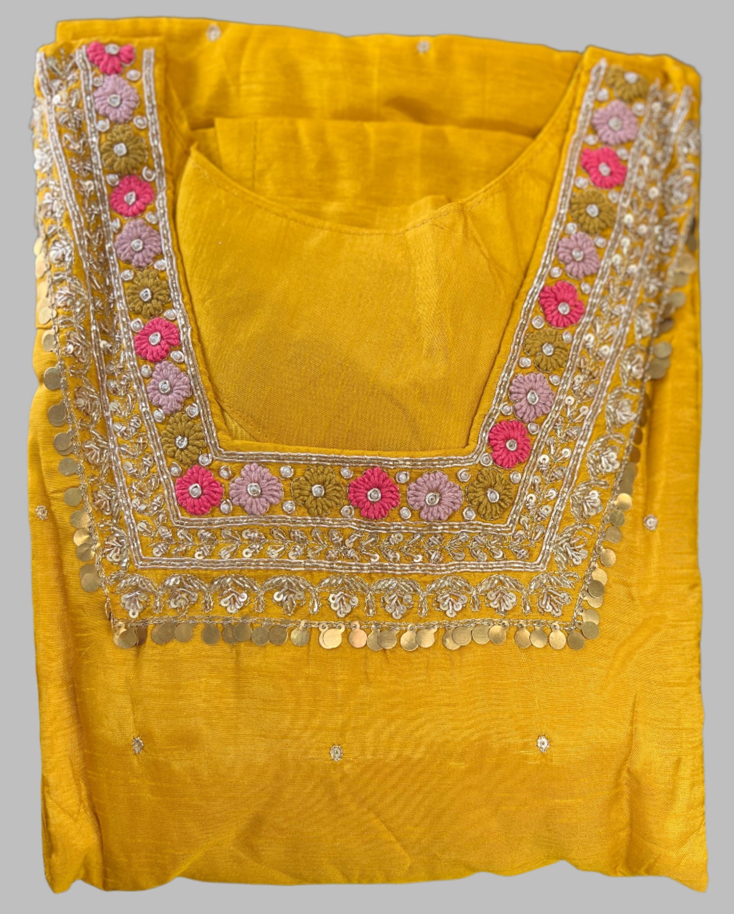 Bright Yellow Embellished Embroidered Salwar Suit
