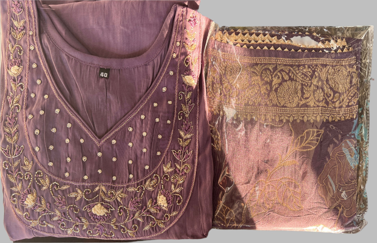 Purple Georgette Designer Salwar Suit with embroidery Work