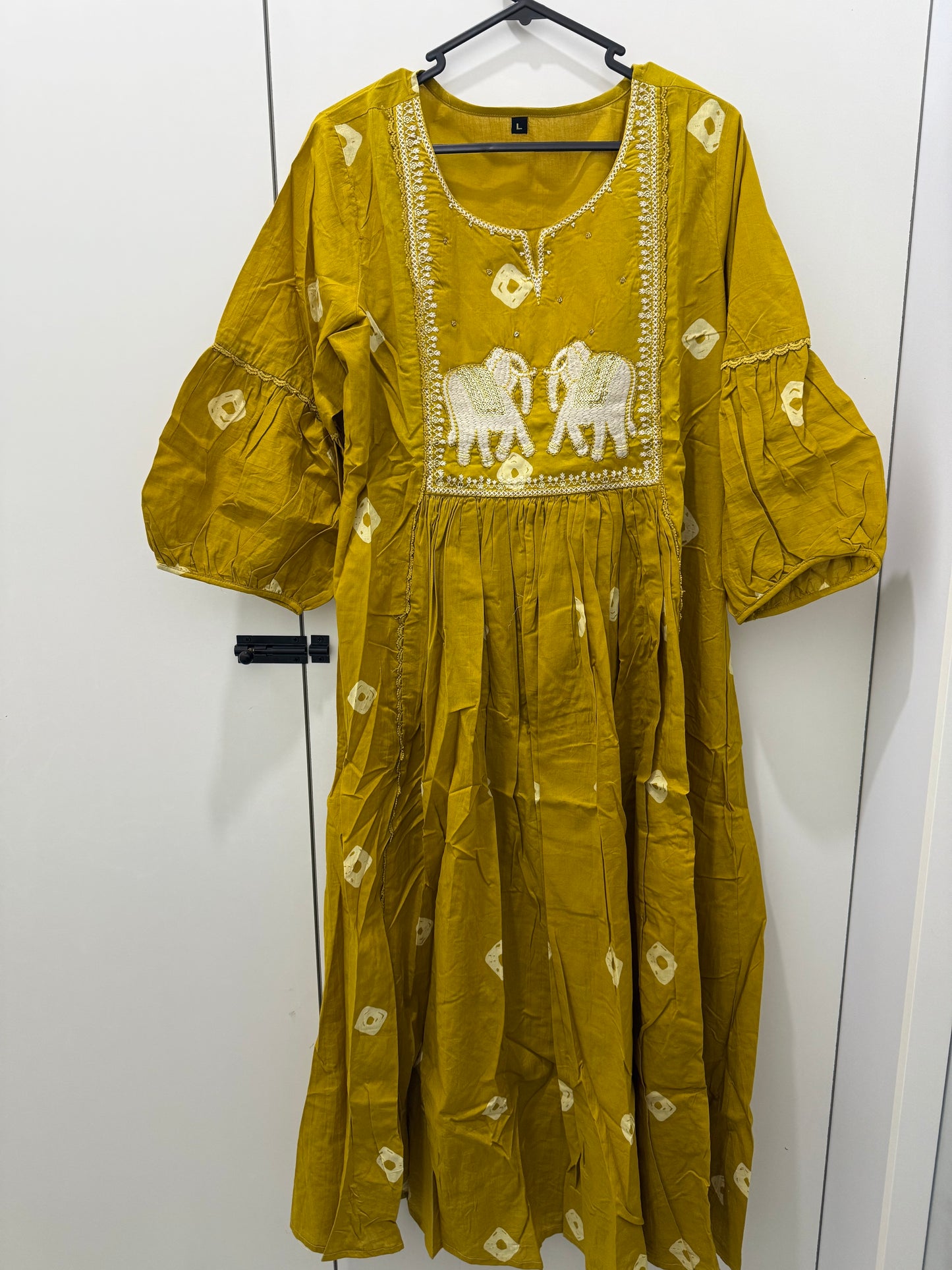 Royal Mustard Elephant Embroidered Anarkali Set with Dupatta