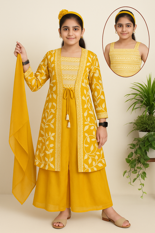 Marigold Yellow Embroidered Palazzo Set - 1932