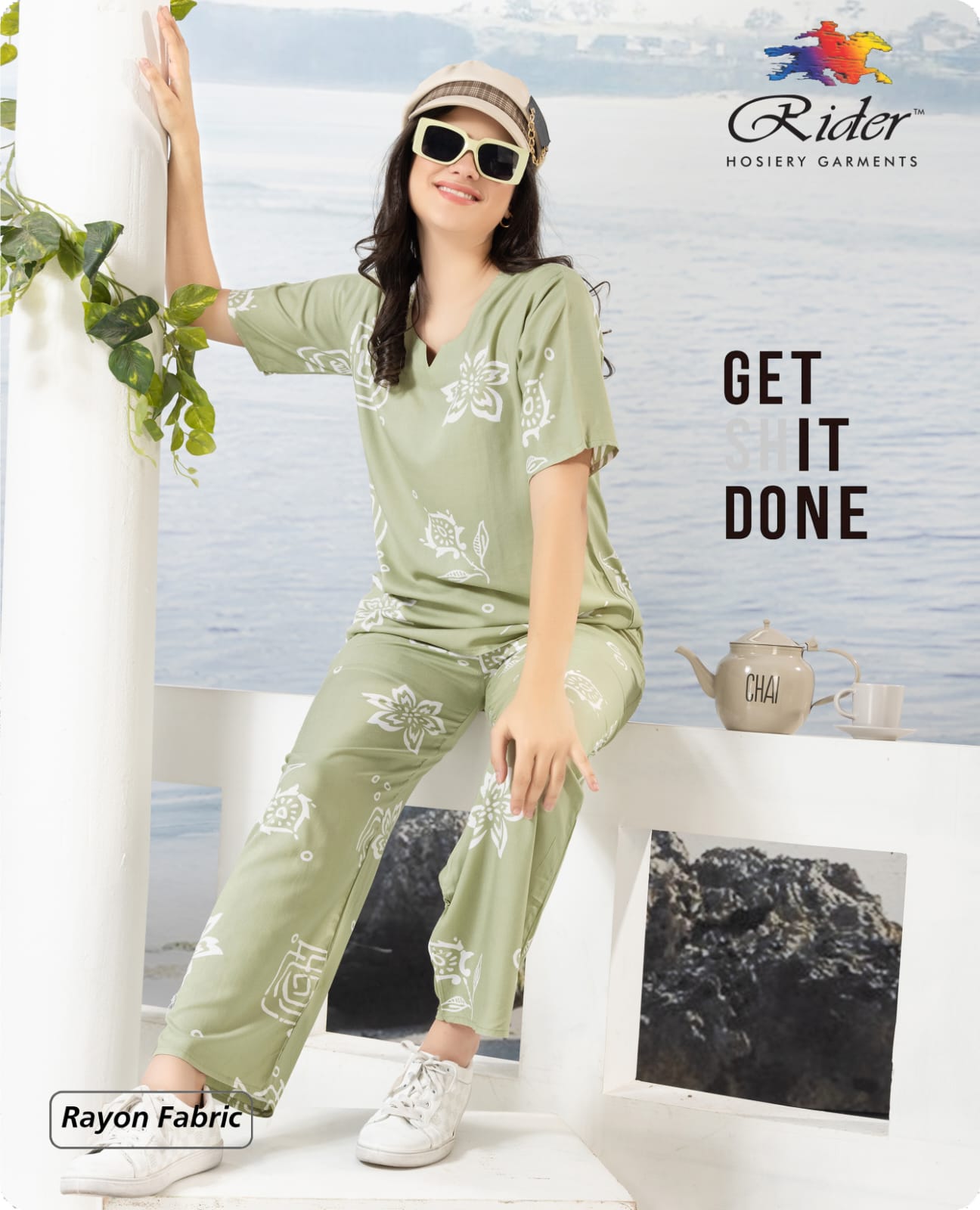 Rayon Cotton Loungewear Co-ord Set