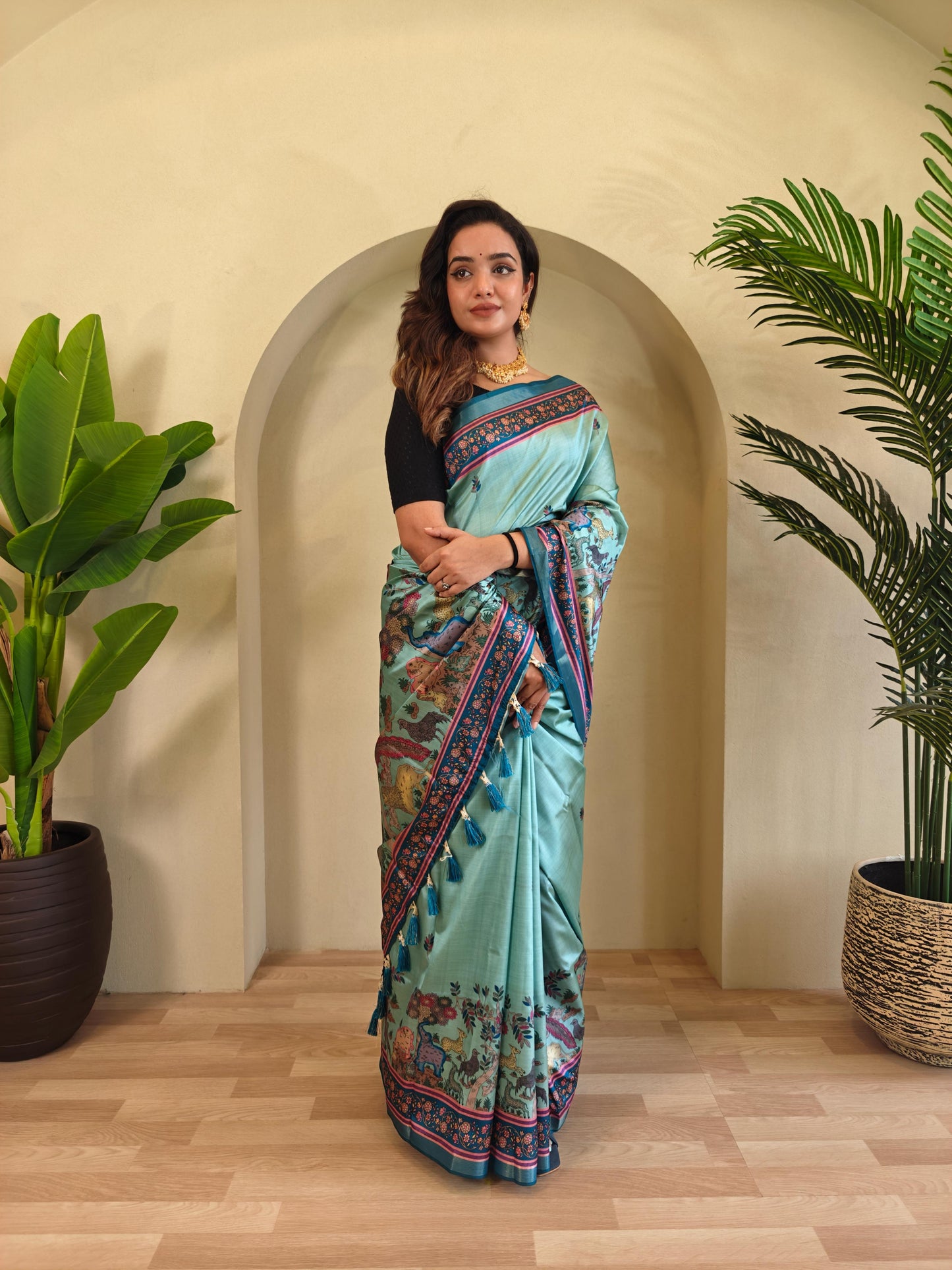 Dola Viscose Kalamkari Saree
