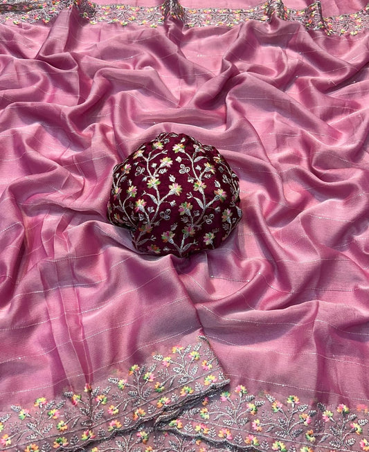 The Moss Chiffonn Sequence Saree