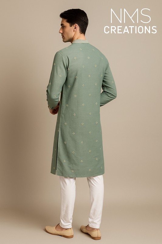 Sage Green Embroidered Kurta Set