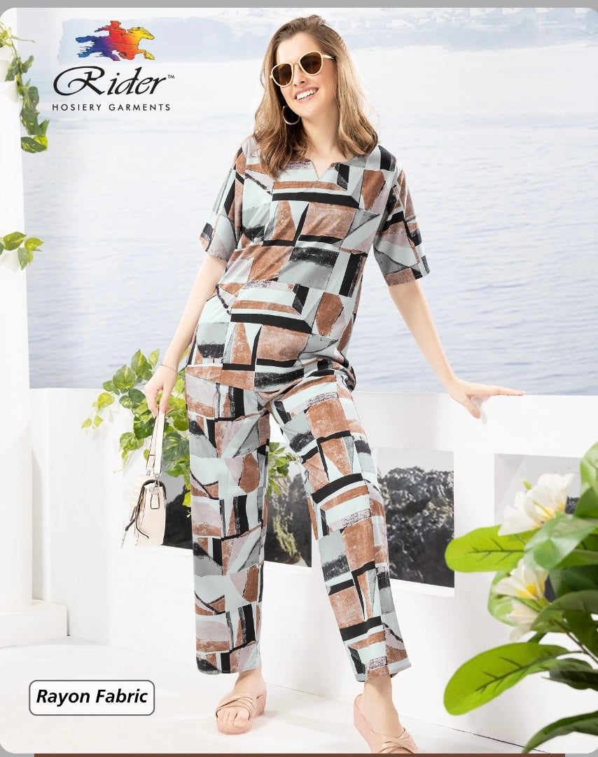 Slate Brown Rayon Loungewear Set