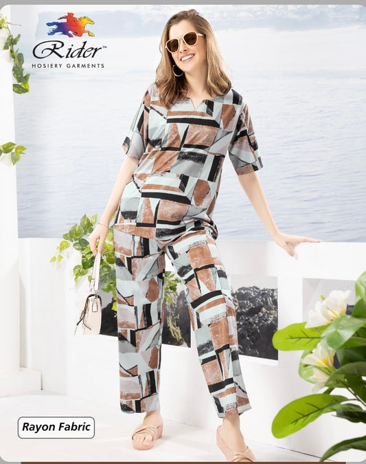 Slate Brown Rayon Loungewear Set