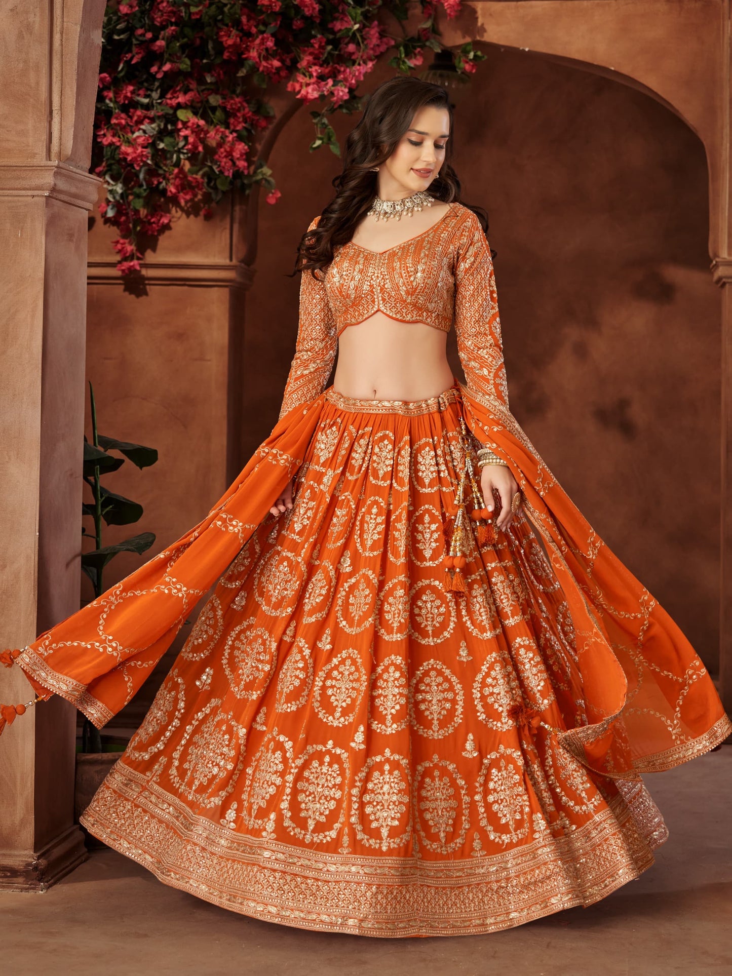 ✨ Wedding Collection – Orange Chaniya Choli ✨
