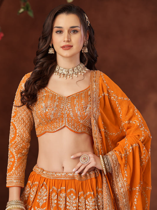 ✨ Wedding Collection – Orange Chaniya Choli ✨