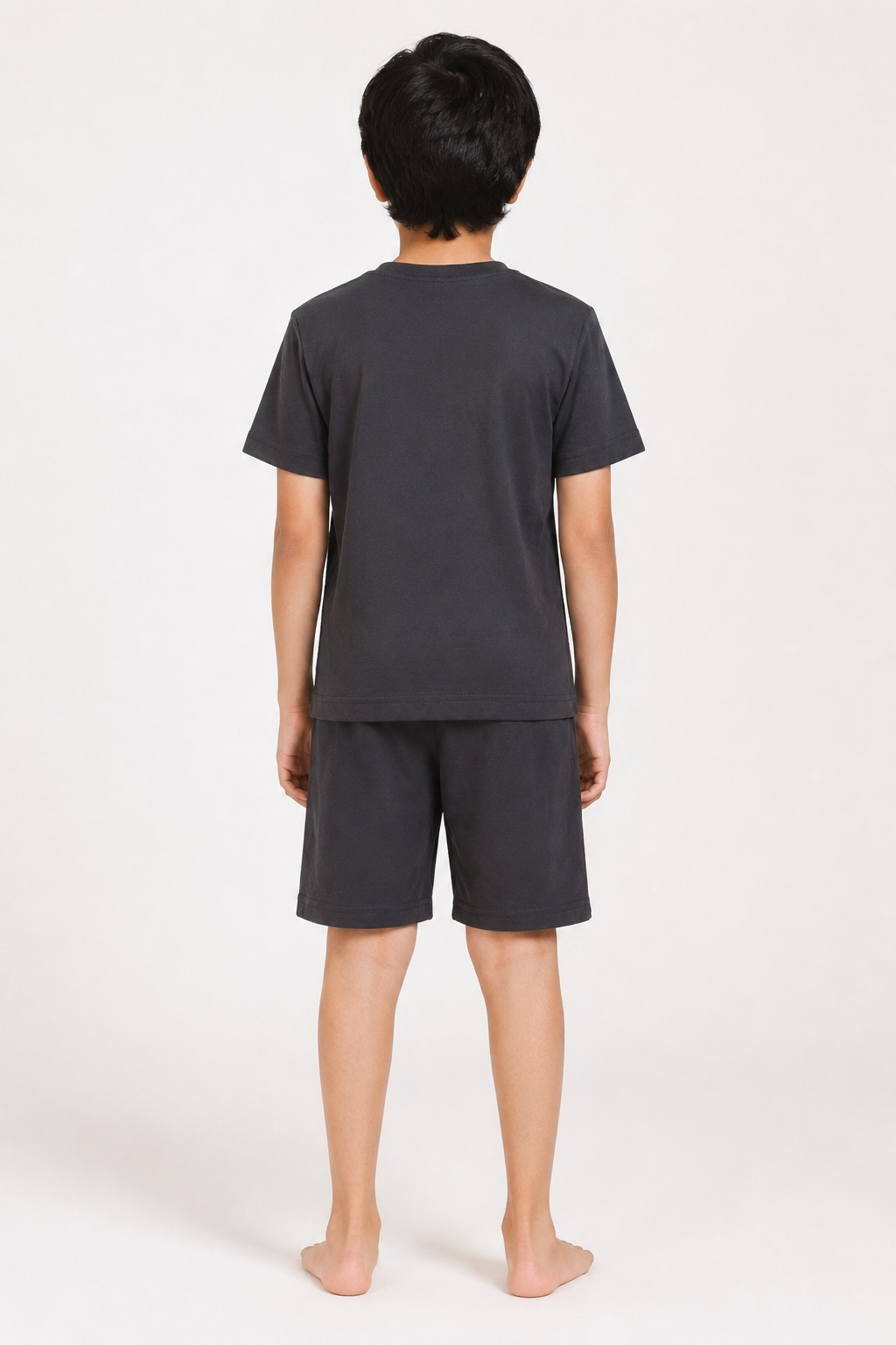 Boys dark grey BE DIFFERENT short night suit back view