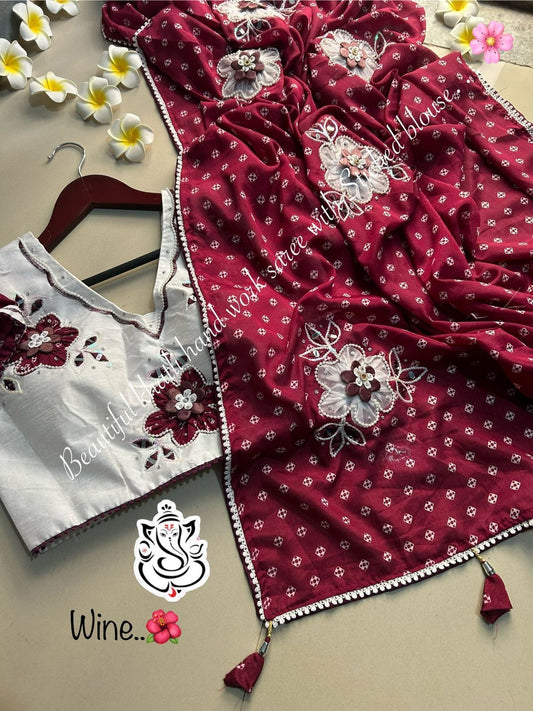 Bandhej Printed Wedding Wear Saree