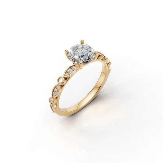LGD Statement Engagement Ring with Intricate Diamond-Set Centre Design – SOLR4-0505