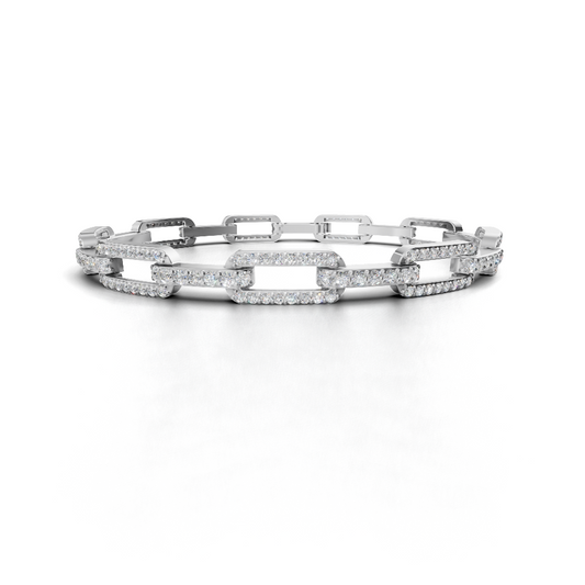 Geometric Rectangular-Link Round LGD Statement Bracelet with Repeating Diamond Pattern – CLBR-0154