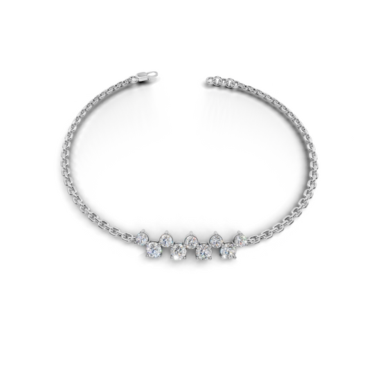 Delicate Brilliant-Cut LGD Spaced Station Chain Bracelet with Linear Pattern – CLBR-0149