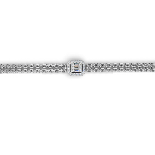 Art-Deco Baguette & Round LGD Geometric Centre Station Bracelet – CLBR-0151