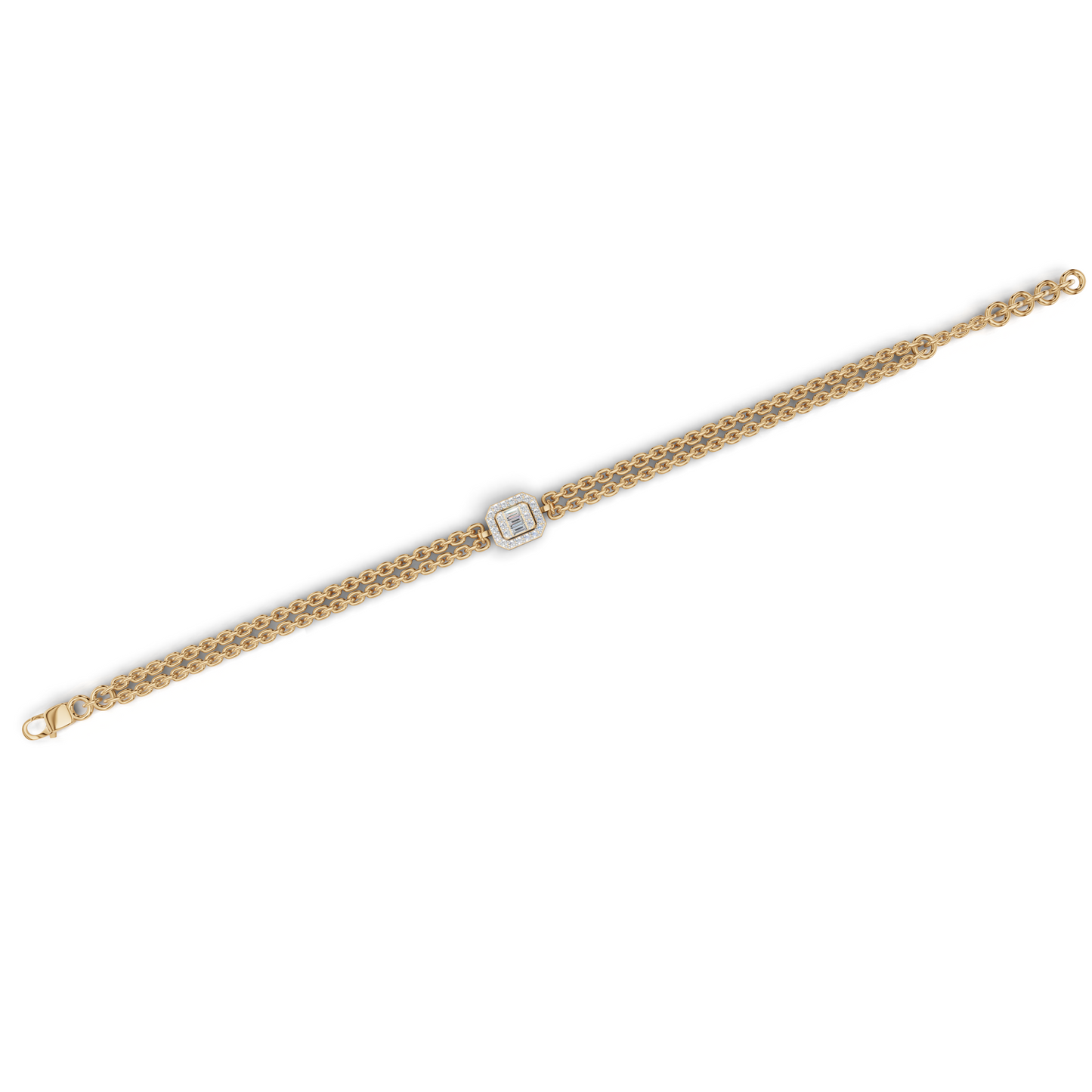 Diamond Bracelet with Geometric Baguette Cut Centerpiece