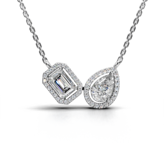 Duo LGD Contemporary Pendant Necklace with Two-Diamond Statement Arrangement – LWPD-0290