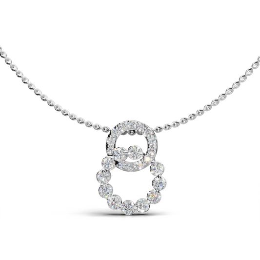 Interlocking Double-Circle LGD Pendant Necklace with Diamond-Set Infinity Motif – LWPD-0239