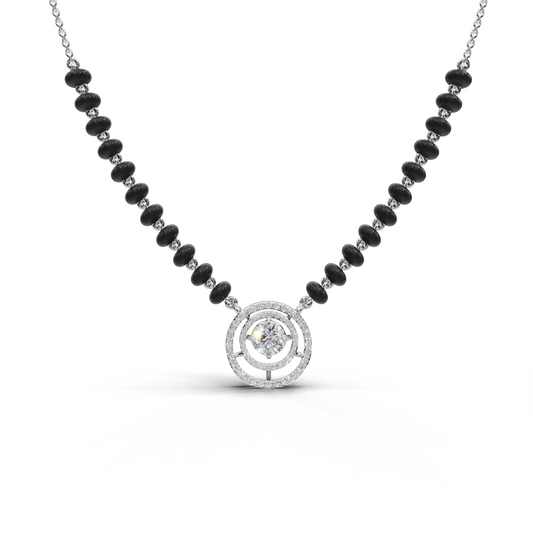 Contemporary LGD Mangalsutra Necklace with Traditional Black-Bead Diamond Motif – MANG-0042