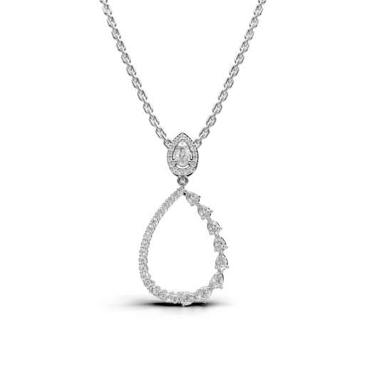 Pear-Shaped LGD Teardrop Pendant Necklace with Classic Diamond Silhouette – LWPD-0145A