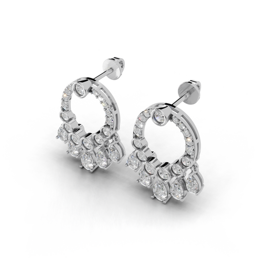 Elegant White Gold Diamond Stud Earrings – Floral Design