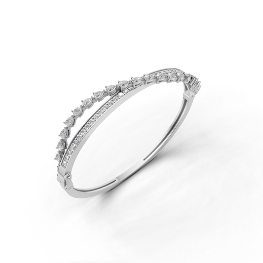 Classic LGD Diamond-Set Stackable Bangle Bracelet with Sleek Profile – HLBR-0117