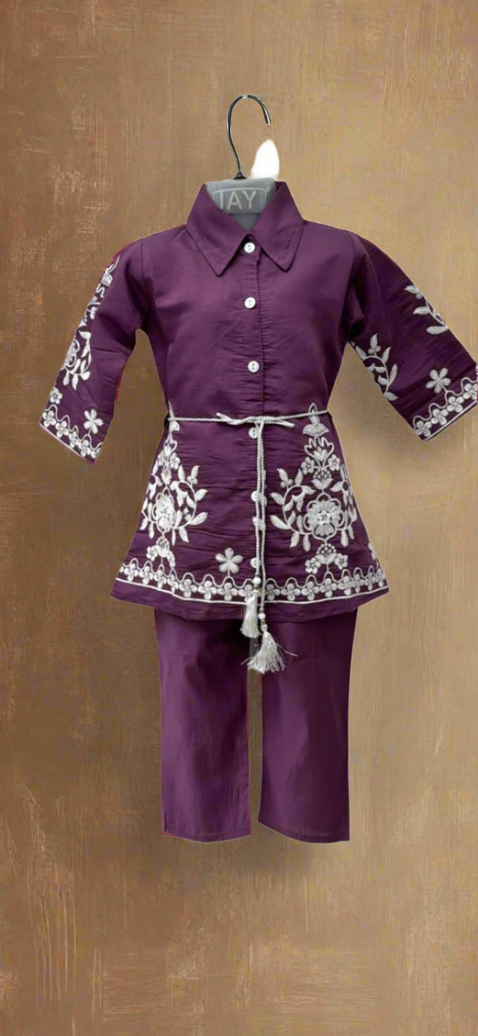 Light Purple Coord Set with Embroidery Work