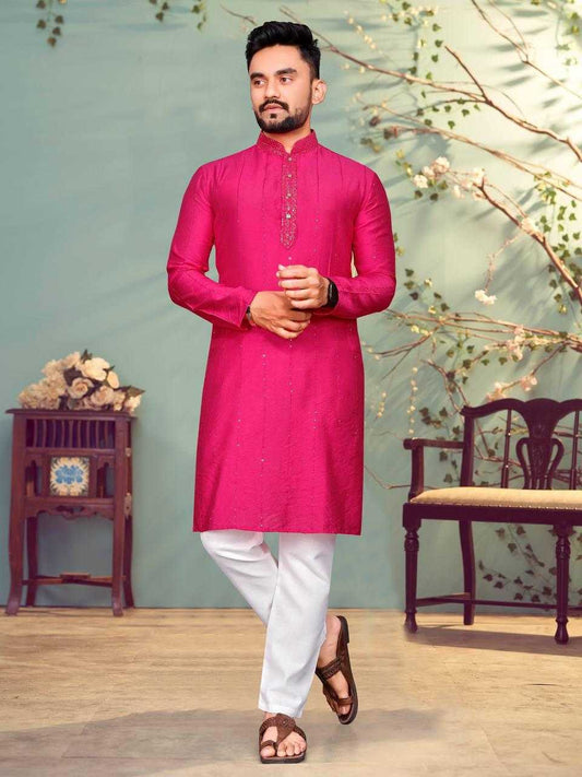 Men’s Traditional Sibori Kurta set Pure Viscose Festive Wear with Cotton Lining