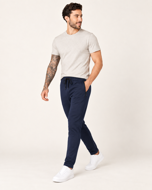navy blue P004 sweatpants side view