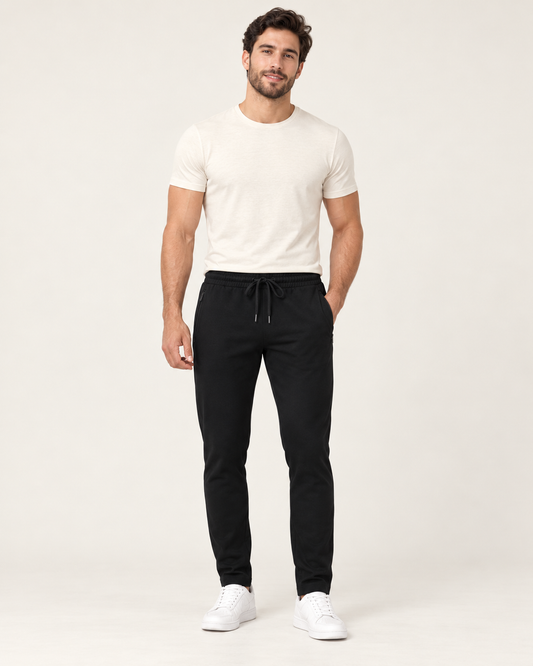 onyx black P004 sweatpants front view