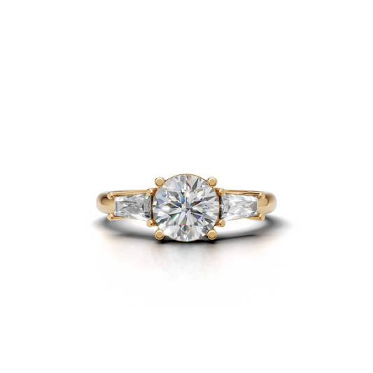 Round-Cut LGD Solitaire Engagement Ring with Sleek Modern Profile – SOLR-0501