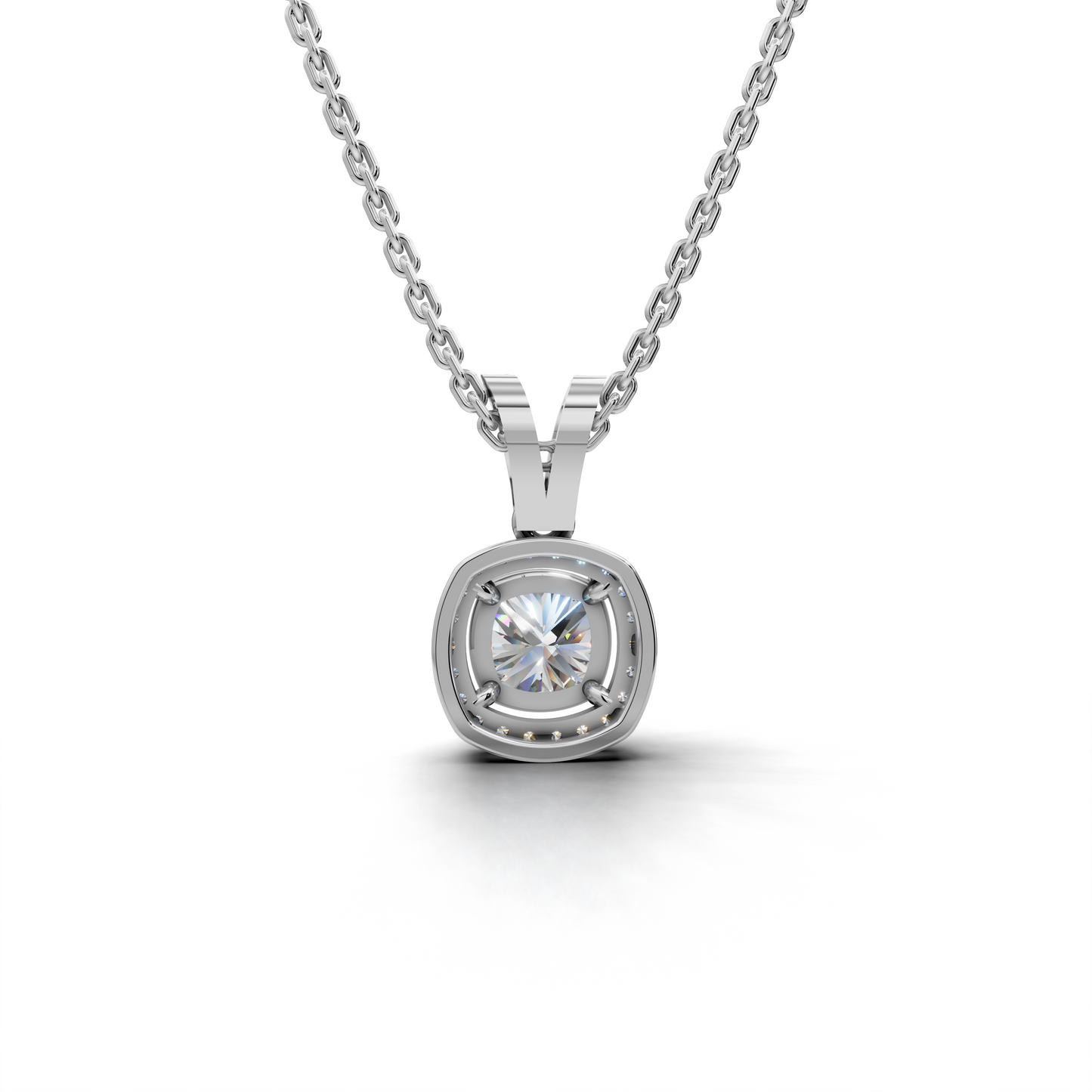 Exquisite Cushion-Cut Diamond Halo Pendant