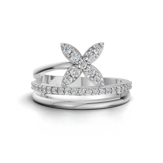 Daisy Flower Round LGD Cluster Ring with Diamond Petal Motif – HWLR-0082