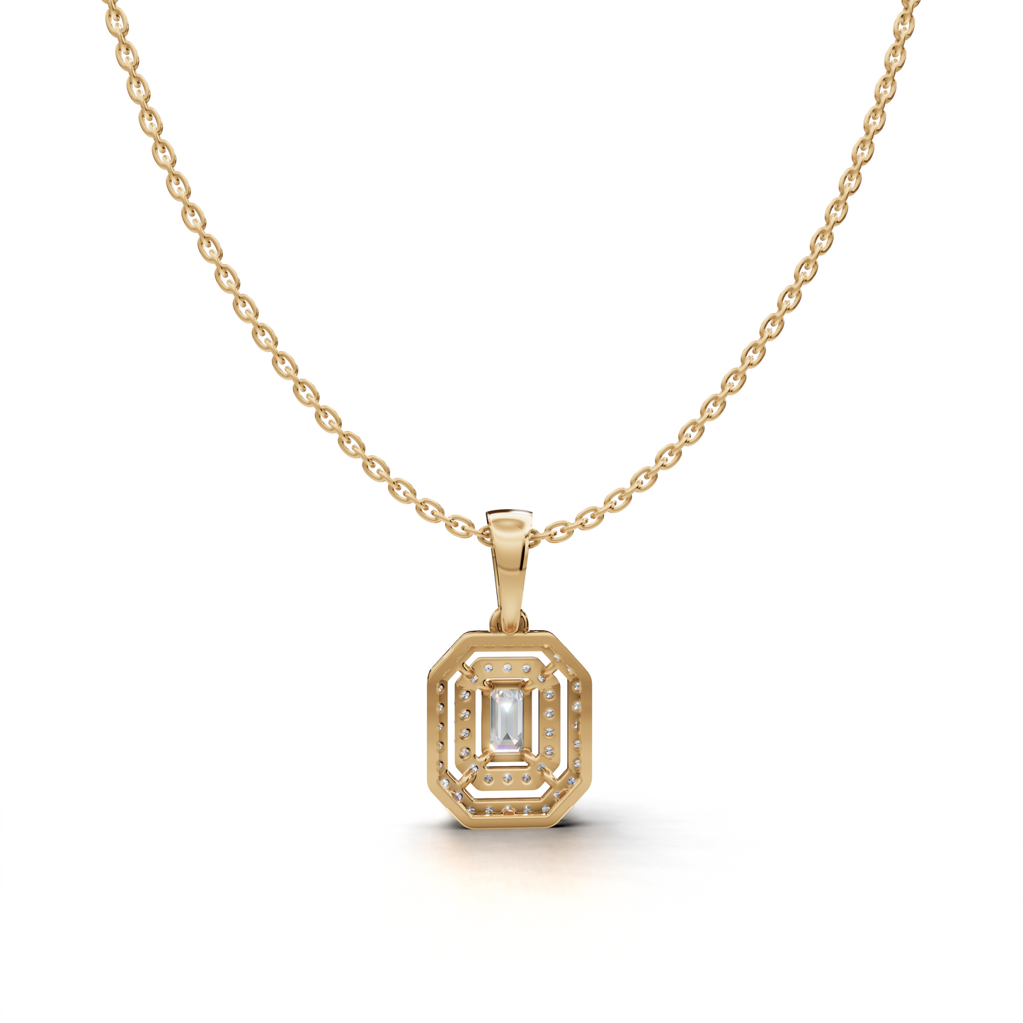 Emerald cut Diamond Pendant - LWPD-0178A